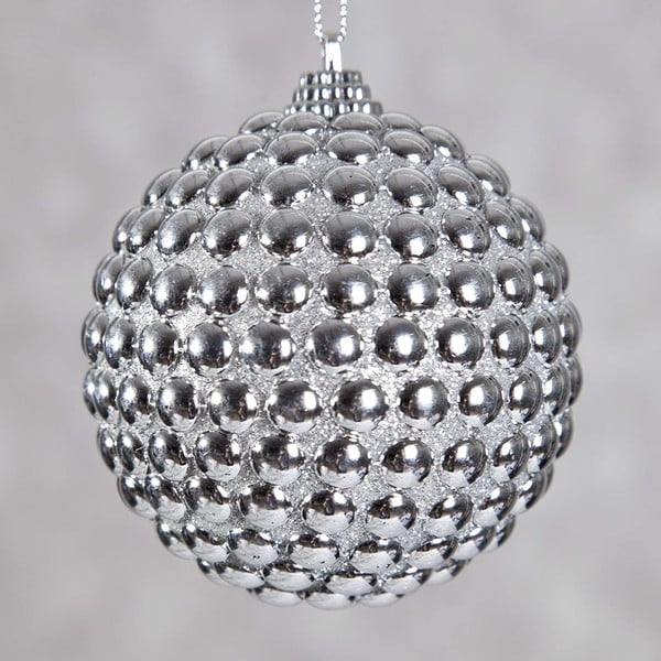 6 plastikinių sidabrinių kalėdinių papuošalų rinkinys DecoKing Shine