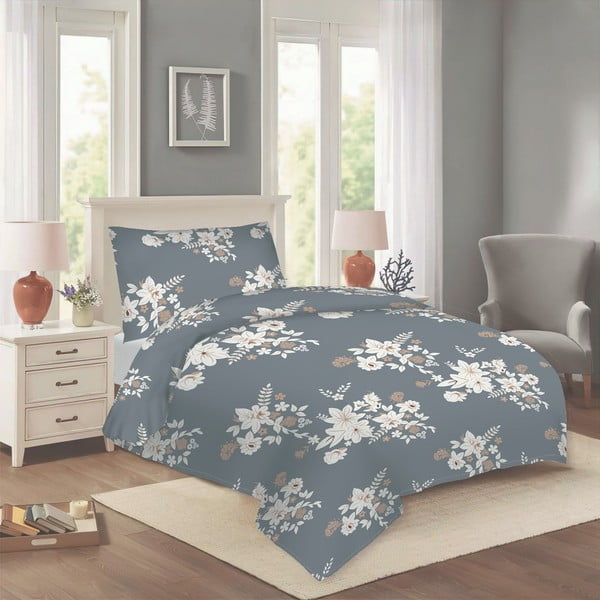 Pilkos spalvos iš medvilnės viengulė patalynė 140x200 cm Korin – Cotton House