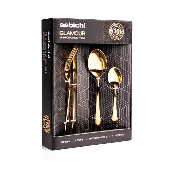 16 dalių aukso spalvos stalo įrankių rinkinys Sabichi -image-1
