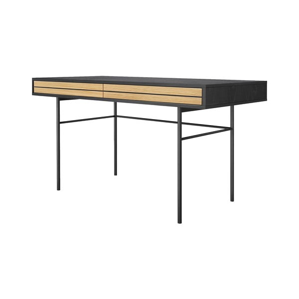 Juodas rašomasis stalas Woodman Stripe, 130 x 60 cm-image-2