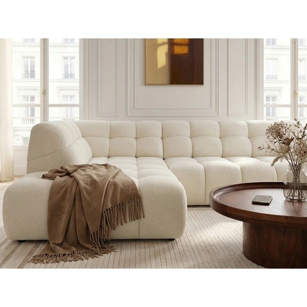 Baltos spalvos sulankstoma/ar elektrisko sēdekļa regulēšanu kampinė sofa (su kairiuoju kampu/„L“ formos) Andre – Bobochic Paris-image-4