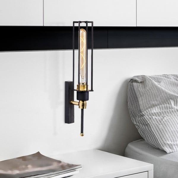 Sieninė lempa juodos spalvos/auksinės spalvos ø 8 cm Fellini – Opviq lights-image-1