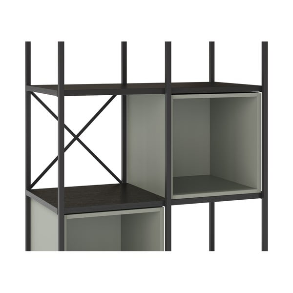 Knygų spinta  žalios spalvos/juodos spalvos 71x179 cm Anya – Marckeric-image-4