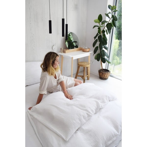 Iš muslino dvigulė patalynė baltos spalvos 200x200 cm Plain Muslin – Butter Kings-image-3
