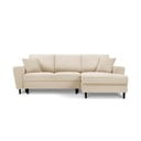 Smėlio spalvos aksominė kampinė sofa Micadoni Home Moghan, dešinysis kampas