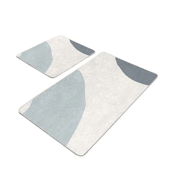 Iš velveto vonios kilimėliai pilkos spalvos/kreminės spalvos 2 vnt. 60x100 cm Abstract Shapes – Mila Home
