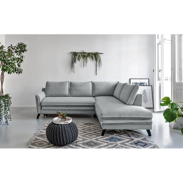Šviesios pilkos spalvos sofa-lova Miuform Charming Charlie L, dešinysis kampas-image-1