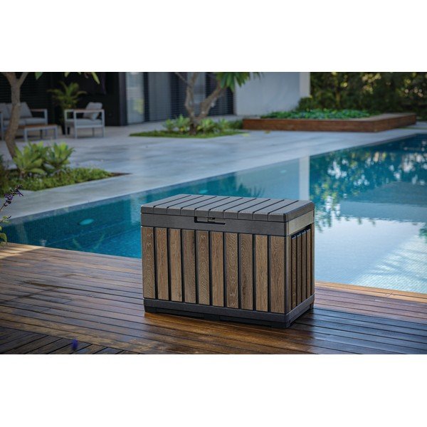 Tamsiai rudos spalvos iš plastiko sodo daiktadėžė Deco – Keter-image-1