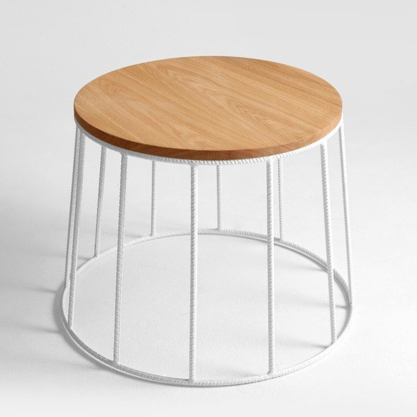 Baltos spalvos staliukas su ąžuoliniu stalviršiu "Custom Form Memo", ⌀ 50 cm-image-4