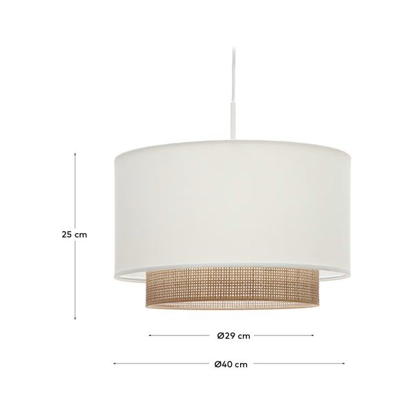Iš tekstilės šviestuvo gaubtas baltos spalvos/natūralios spalvos ø 40 cm Erna – Kave Home-image-4