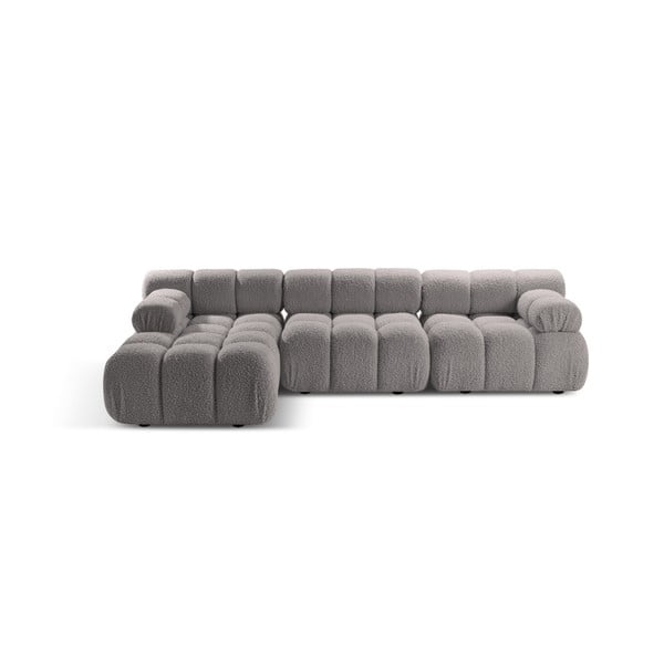 Iš boucle modulinė kampinė sofa šviesiai pilkos spalvos (su kairiuoju kampu) Bellis – Micadoni Home