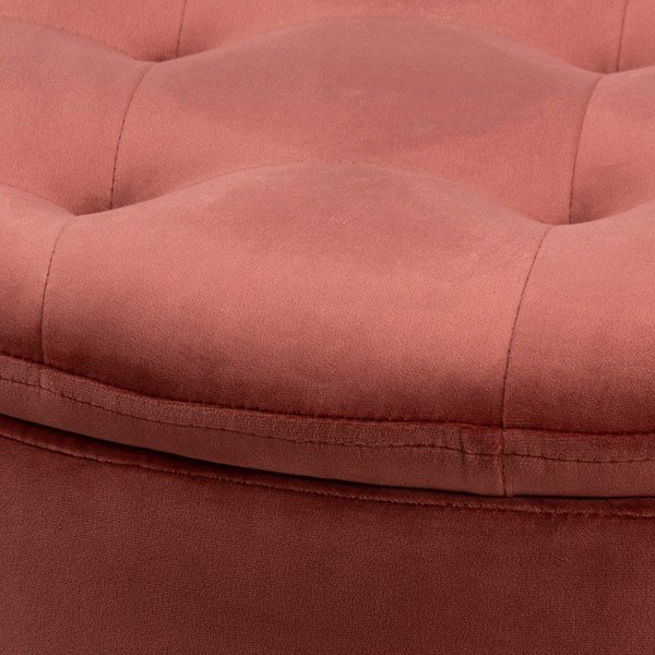 Koralinės rožinės spalvos aksomo pufas Actona Retina, ⌀ 60 cm-image-1
