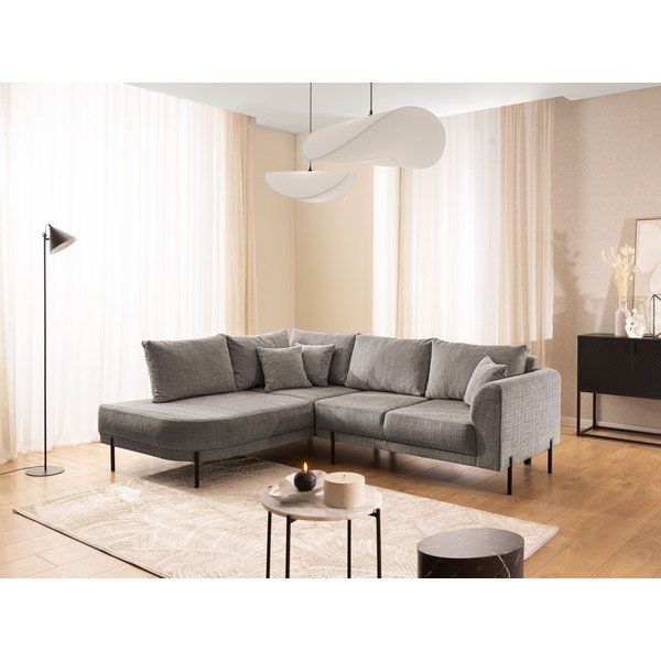 Taupe spalvos kampinė sofa iš šenilinio audinio (su kairiuoju kampu/„L“ formos) Mauris  – Ropez-image-1