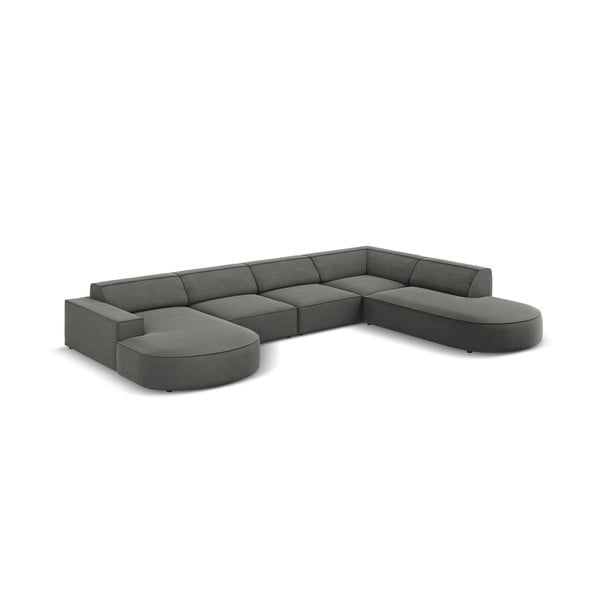 Pilka aksominė kampinė sofa (dešinysis kampas) Jodie - Micadoni Home-image-4