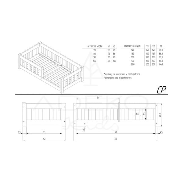 Vaikiška lova iš pušies medienos 120x200 cm CP - Adeko-image-4