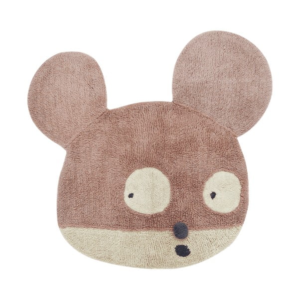 Skalbiamas/rankų darbo iš vilnos vaikiškas kilimas šviesiai rudos spalvos 120x120 cm Miss Mighty Mouse – Lorena Canals