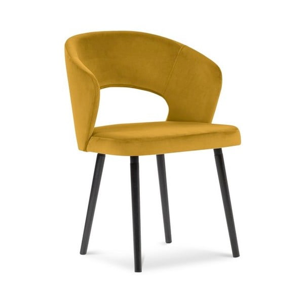 Geltonos spalvos valgomojo kėdė su aksomo apmušalais Windsor & Co Sofas Elpis