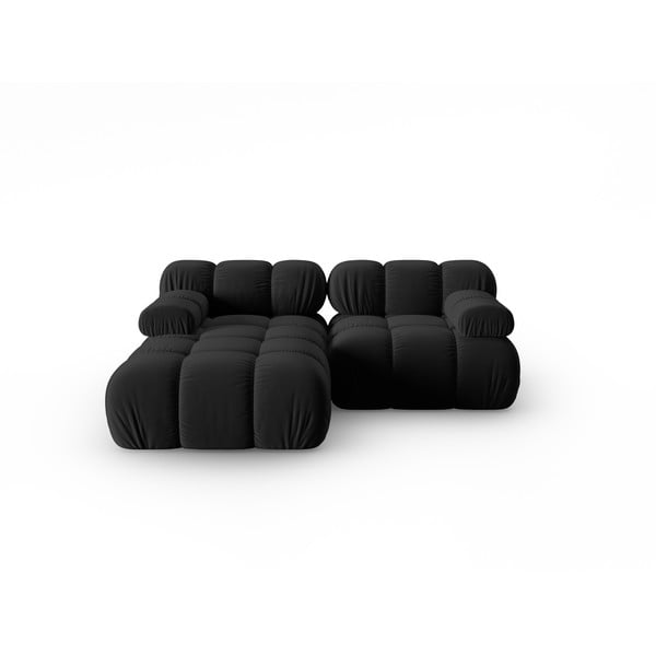 Kampinė sofa juodos spalvos iš velveto (su kairiuoju kampu) Bellis – Micadoni Home