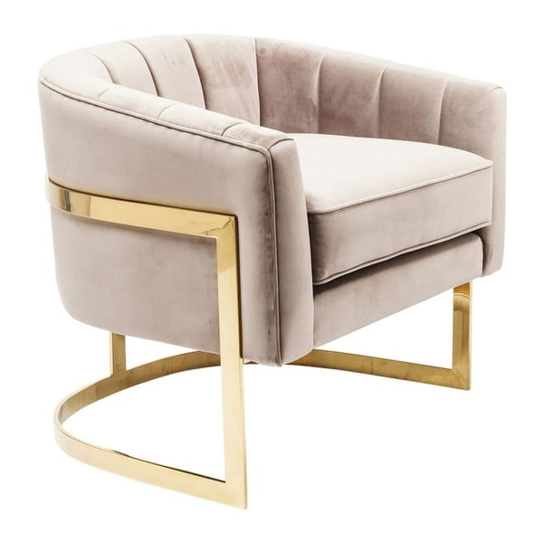 Smėlio spalvos fotelis su auksinėmis detalėmis "Kare Design Pure Elegance