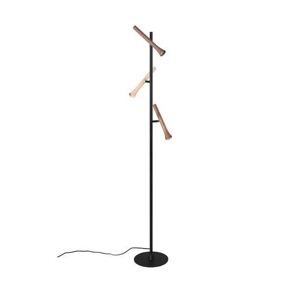 Pastatomas šviestuvas juodos spalvos LED (aukštis 150 cm) su metaliniu gaubtu Fiato – Trio