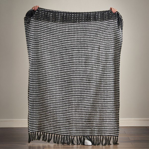 Juodos spalvos antklodė ir pledas 125x150 cm Stab Stitch – Catherine Lansfield-image-3