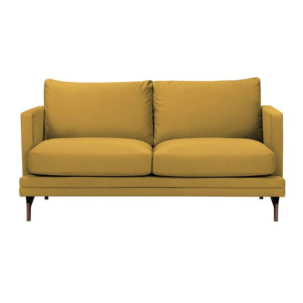 "Windsor & Co Sofas" Geltonos spalvos dviejų vietų sofa "Jupiter" su aukso spalvos atramomis kojoms