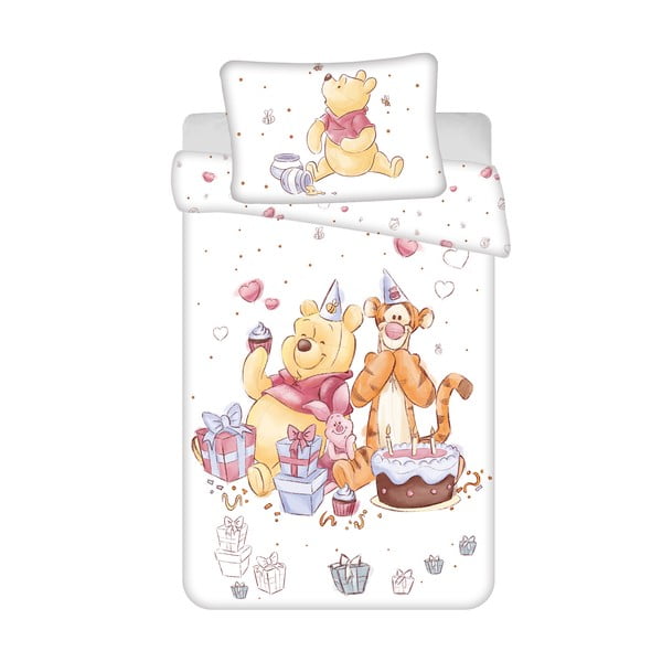 Baltos spalvos iš medvilnės vaikiška patalynė vaikiškai lovai 100x135 cm WTP "Birthday party" – Jerry Fabrics