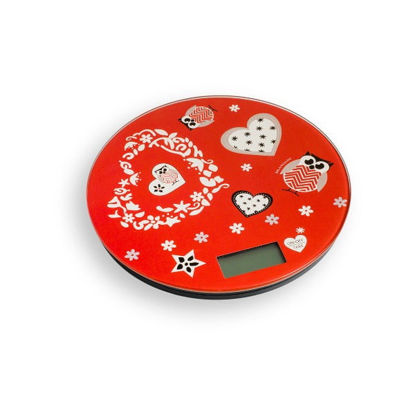 Raudonos Brandani Incanto skaitmeninės virtuvinės svarstyklės, ⌀ 18,5 cm