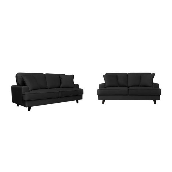 2 juodų sofų dviem ir trims rinkinys Cosmopolitan design Berlin