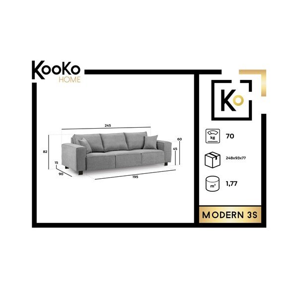 Tamsiai pilka sofa "Kooko Home Modern", 245 cm-image-1