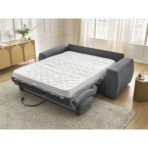 Tamsiai pilkos spalvos sofa miegojimui/sulankstoma iš šenilinio audinio 220 cm Hugo – Bobochic Paris-image-1
