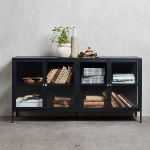 Iš metalo vitrina juodos spalvos 170x85 cm Carmel – Unique Furniture-image-4