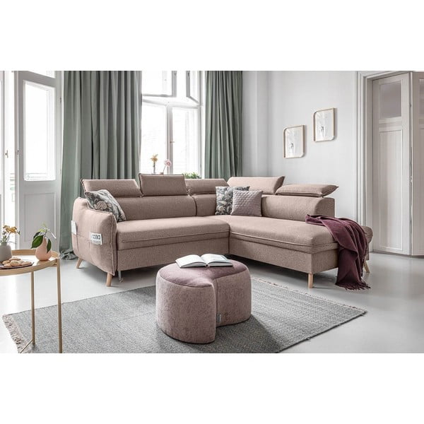Sulankstoma kampinė sofa smėlio spalvos (su dešiniuoju kampu) Sweet Harmony – Miuform-image-3