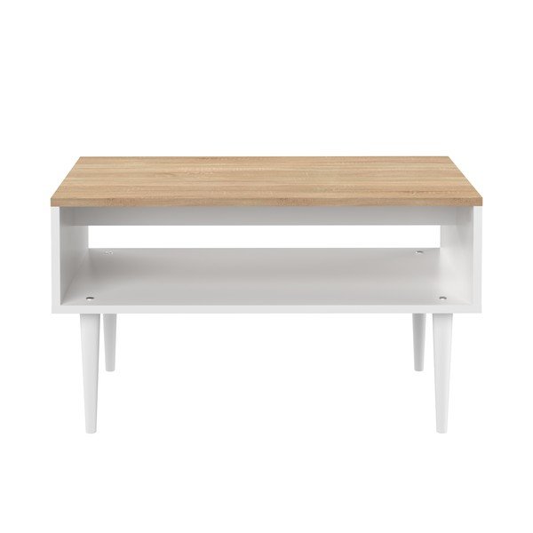 Baltas kavos staliukas su ąžuoliniu stalviršiu 80x47 cm Horizon - TemaHome 
