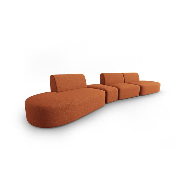 Terakotos spalvos iš šenilinio audinio sofa su kairiuoju kampu 428 cm Paolo – Milo Casa-image-2