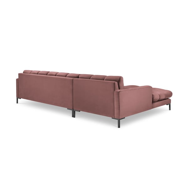 Rožinė aksominė kampinė sofa Cosmopolitan Design Bali, kampas kairėje-image-4