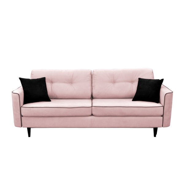 Šviesiai rožinė sofa-lova su juodomis kojomis Mazzini Sofos Magnolia