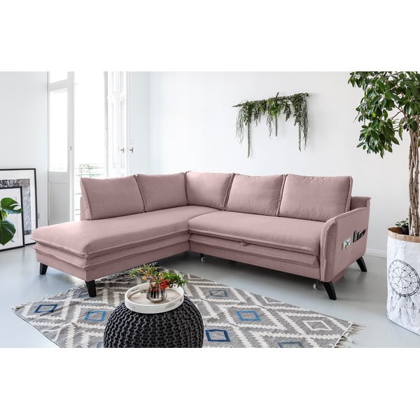 Rožinės spalvos sofa-lova Miuform Charming Charlie L, kairysis kampas-image-4