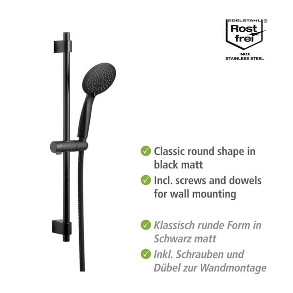 Juodas nerūdijančio plieno dušo rinkinys 66 cm Young - Wenko-image-3