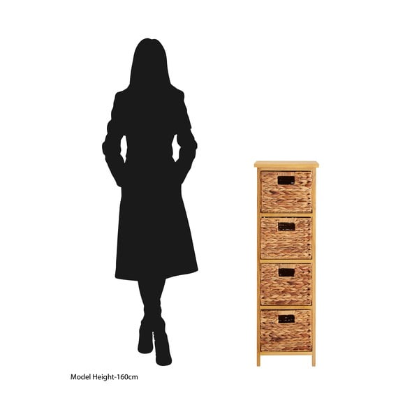Aukšta šoninė spintelė iš paulovnijos masyvo natūralios spalvos 32x100 cm – Premier Housewares-image-3
