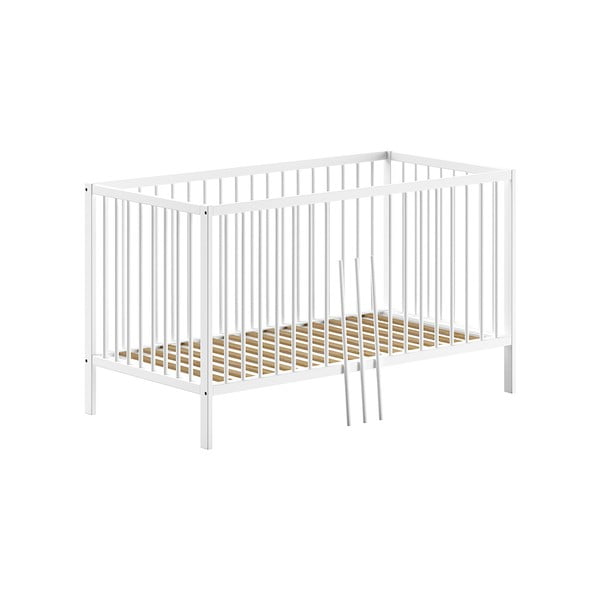 Iš pušies masyvo vaikiška lovelė baltos spalvos 70x140 cm DINO – Vipack