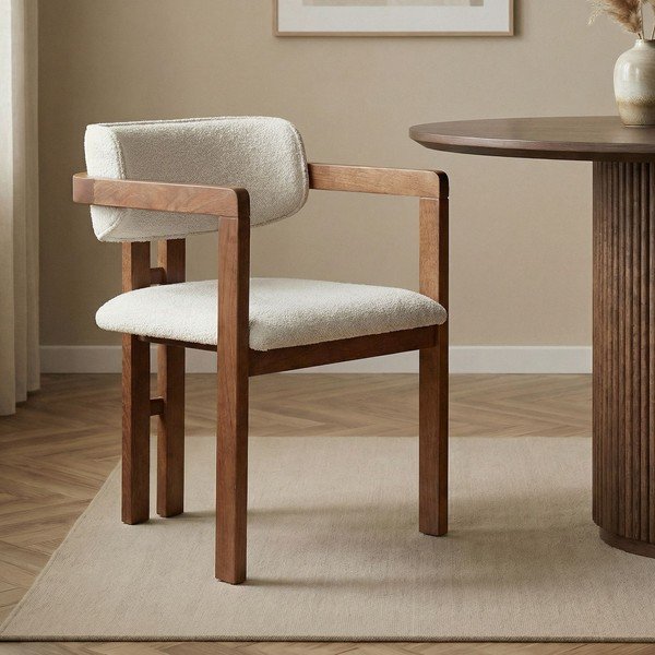 Baltos spalvos valgomojo kėdė su porankiais Toscana – Kalune Design-image-1