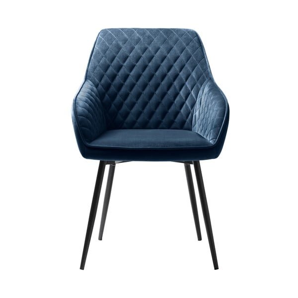Mėlynos spalvos iš audinio valgomojo kėdė su porankiais Milton – Unique Furniture-image-1