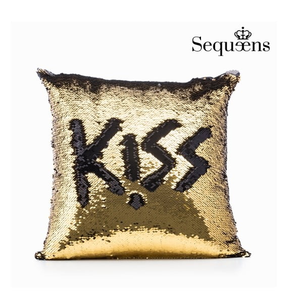 Aukso spalvos pagalvė su besikeičiančiu blizgučių užvalkalu InnovaGoods Sequeens, 40 x 40 cm