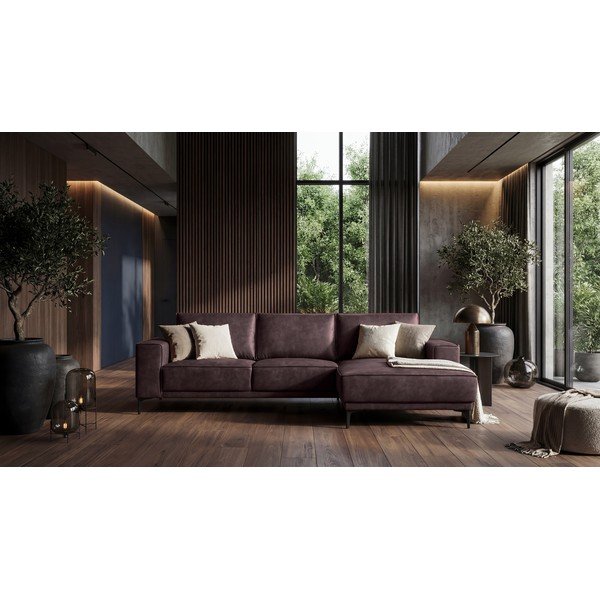Iš dirbtinės odos kampinė sofa tamsiai rudos spalvos (su dešiniuoju kampu) Copenhagen – Scandic-image-1