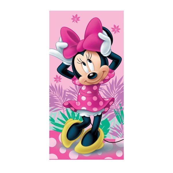 Rožinės spalvos iš medvilnės vaikiškas rankšluostis 70x140 cm Minnie "Pink" – Jerry Fabrics