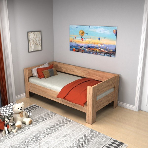 Viengulė lova natūralios spalvos 90x190 cm Malina – Kalune Design-image-2