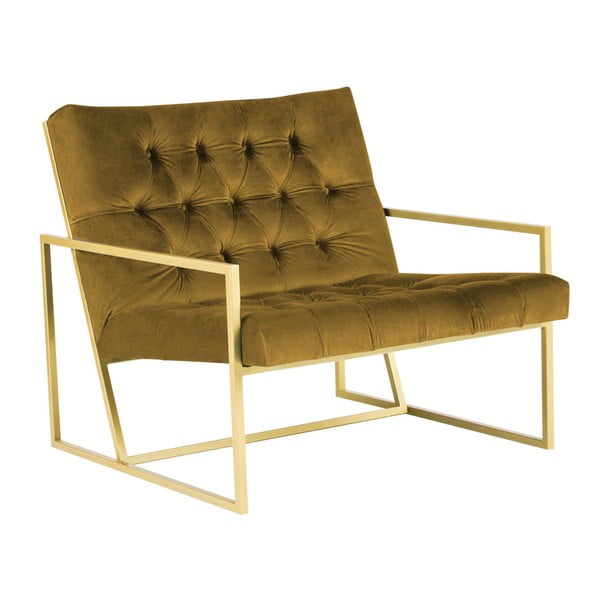 Garstyčių geltonumo fotelis su aukso spalvos dizainu Mazzini Sofos Bono
