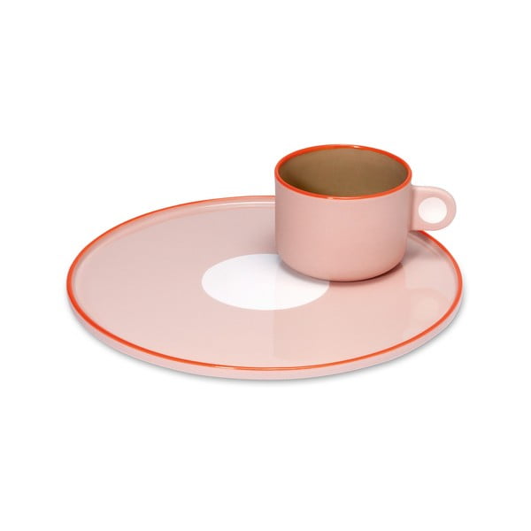 Rožinio molinio puodelio ir lėkštutės rinkinys Remember Greta, 250 ml