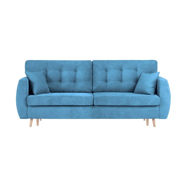 Mėlyna trivietė sofa-lova su saugykla "Cosmopolitan Design Amsterdam", 231 x 98 x 95 cm